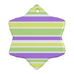 Yellow Purple Green Stripes Snowflake Ornament (2-side)