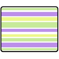 Yellow Purple Green Stripes Double Sided Fleece Blanket (medium) 