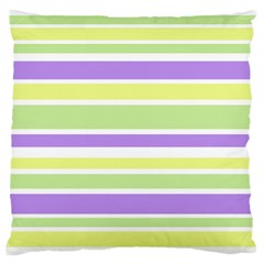 Yellow Purple Green Stripes Standard Flano Cushion Case (one Side) by BrightVibesDesign