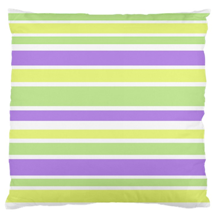 Yellow Purple Green Stripes Large Flano Cushion Case (Two Sides)