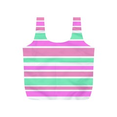 Pink Green Stripes Full Print Recycle Bags (s)  by BrightVibesDesign