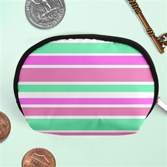 Pink Green Stripes Accessory Pouches (medium) 