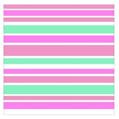 Pink Green Stripes Large Satin Scarf (square)