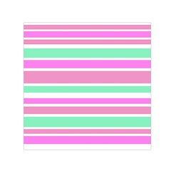 Pink Green Stripes Small Satin Scarf (square)