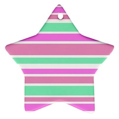 Pink Green Stripes Ornament (star) 