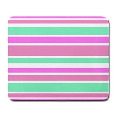 Pink Green Stripes Large Mousepads by BrightVibesDesign