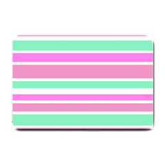 Pink Green Stripes Small Doormat  by BrightVibesDesign