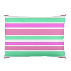 Pink Green Stripes Pillow Case