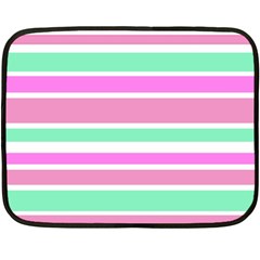 Pink Green Stripes Double Sided Fleece Blanket (mini)  by BrightVibesDesign