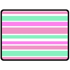 Pink Green Stripes Fleece Blanket (large)  by BrightVibesDesign