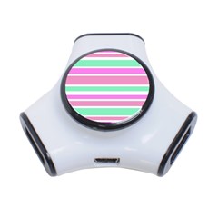 Pink Green Stripes 3-port Usb Hub by BrightVibesDesign