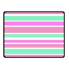 Pink Green Stripes Double Sided Fleece Blanket (small) 