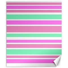 Pink Green Stripes Canvas 8  X 10  by BrightVibesDesign