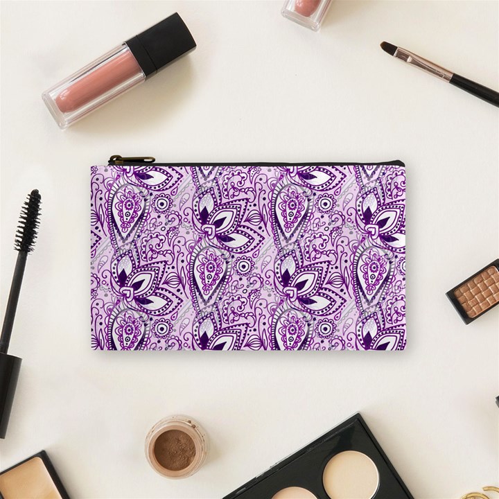 Purple Paisley Doodle Cosmetic Bag (Small) 