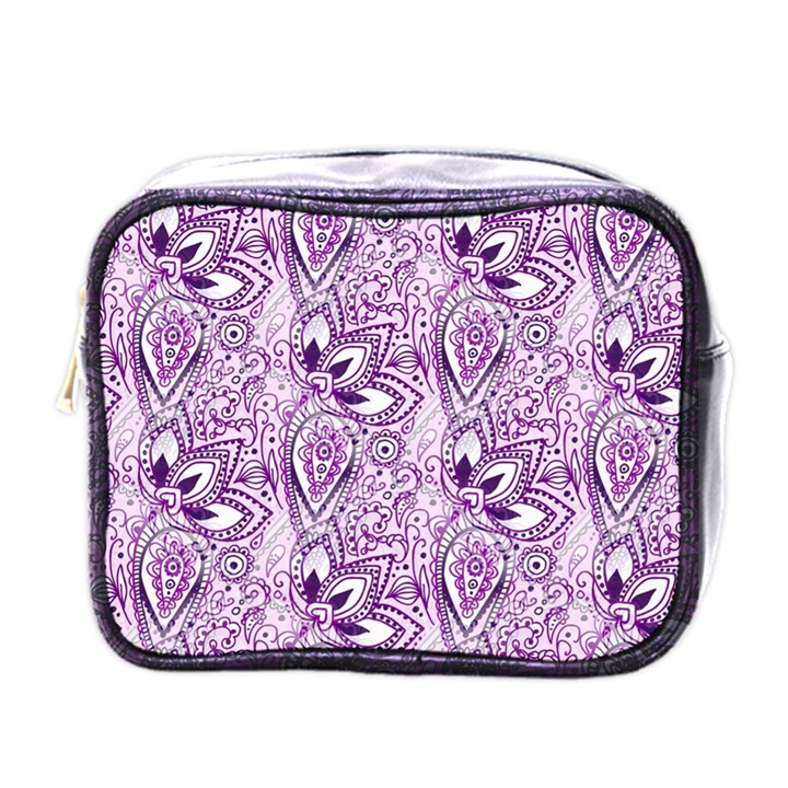 Purple Paisley Doodle Mini Toiletries Bags