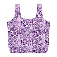 Purple Paisley Doodle Full Print Recycle Bags (l)  by KirstenStar