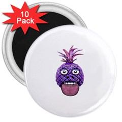 Funny Fruit Face Head Character 3  Magnets (10 Pack)  by dflcprints