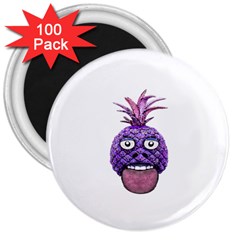 Funny Fruit Face Head Character 3  Magnets (100 Pack) by dflcprints