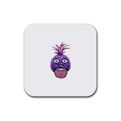 Funny Fruit Face Head Character Rubber Coaster (square)  by dflcprints