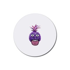 Funny Fruit Face Head Character Rubber Coaster (round)  by dflcprints