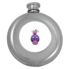 Funny Fruit Face Head Character Round Hip Flask (5 Oz) by dflcprints