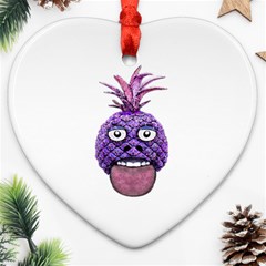 Funny Fruit Face Head Character Heart Ornament (2 Sides) by dflcprints