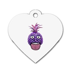 Funny Fruit Face Head Character Dog Tag Heart (two Sides) by dflcprints