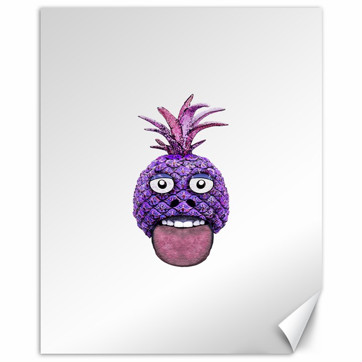 Funny Fruit Face Head Character Canvas 11  x 14  