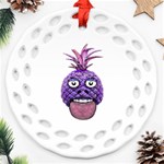 Funny Fruit Face Head Character Ornament (Round Filigree)  Front