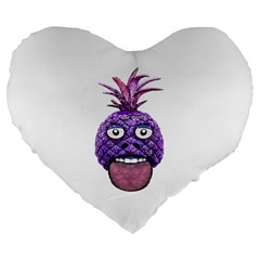 Funny Fruit Face Head Character Large 19  Premium Flano Heart Shape Cushions by dflcprints