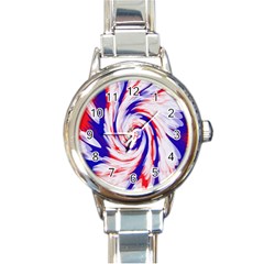 Groovy Red White Blue Swirl Round Italian Charm Watch by BrightVibesDesign