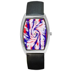 Groovy Red White Blue Swirl Barrel Style Metal Watch by BrightVibesDesign