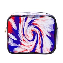 Groovy Red White Blue Swirl Mini Toiletries Bags by BrightVibesDesign