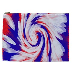 Groovy Red White Blue Swirl Cosmetic Bag (xxl)  by BrightVibesDesign