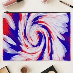 Groovy Red White Blue Swirl Cosmetic Bag (xxxl)  by BrightVibesDesign