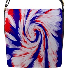 Groovy Red White Blue Swirl Flap Messenger Bag (s) by BrightVibesDesign