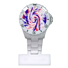 Groovy Red White Blue Swirl Plastic Nurses Watch by BrightVibesDesign