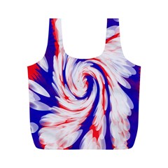 Groovy Red White Blue Swirl Full Print Recycle Bags (m)  by BrightVibesDesign