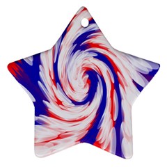 Groovy Red White Blue Swirl Ornament (star)  by BrightVibesDesign