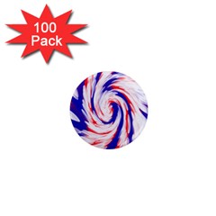 Groovy Red White Blue Swirl 1  Mini Magnets (100 Pack)  by BrightVibesDesign