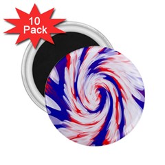 Groovy Red White Blue Swirl 2 25  Magnets (10 Pack)  by BrightVibesDesign