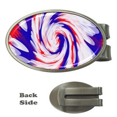 Groovy Red White Blue Swirl Money Clips (oval)  by BrightVibesDesign