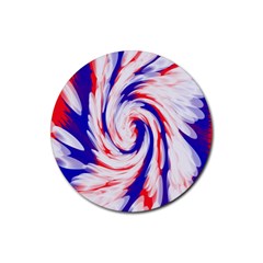 Groovy Red White Blue Swirl Rubber Coaster (round)  by BrightVibesDesign