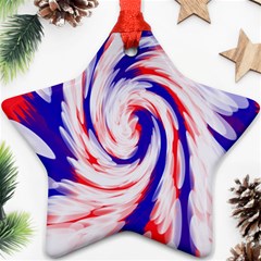 Groovy Red White Blue Swirl Star Ornament (two Sides)  by BrightVibesDesign