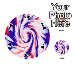 Groovy Red White Blue Swirl Playing Cards 54 (round)  by BrightVibesDesign