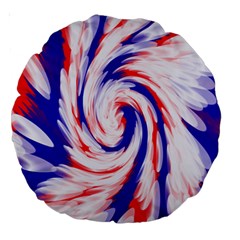 Groovy Red White Blue Swirl Large 18  Premium Round Cushions by BrightVibesDesign