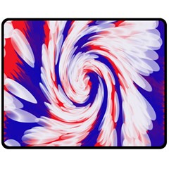 Groovy Red White Blue Swirl Double Sided Fleece Blanket (medium)  by BrightVibesDesign