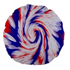 Groovy Red White Blue Swirl Large 18  Premium Flano Round Cushions by BrightVibesDesign