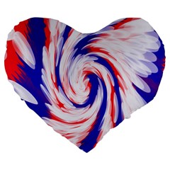 Groovy Red White Blue Swirl Large 19  Premium Flano Heart Shape Cushions by BrightVibesDesign