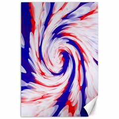 Groovy Red White Blue Swirl Canvas 24  X 36  by BrightVibesDesign